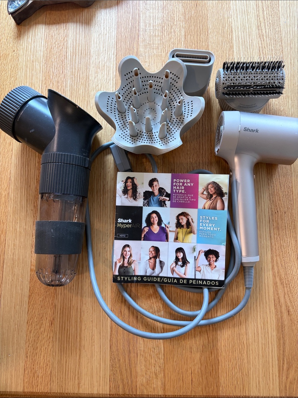 Shark HyperAIR Silver Hair Dryer with Styling Attachments